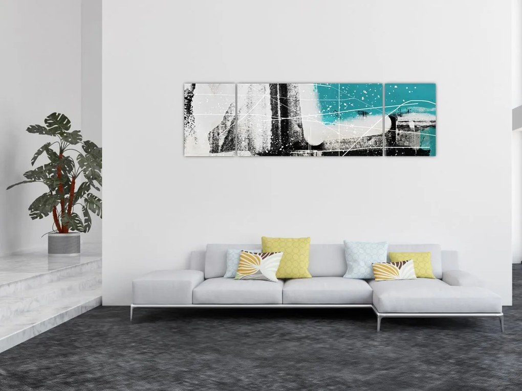 Obraz - Turkusowa abstrakcja (170x50 cm)