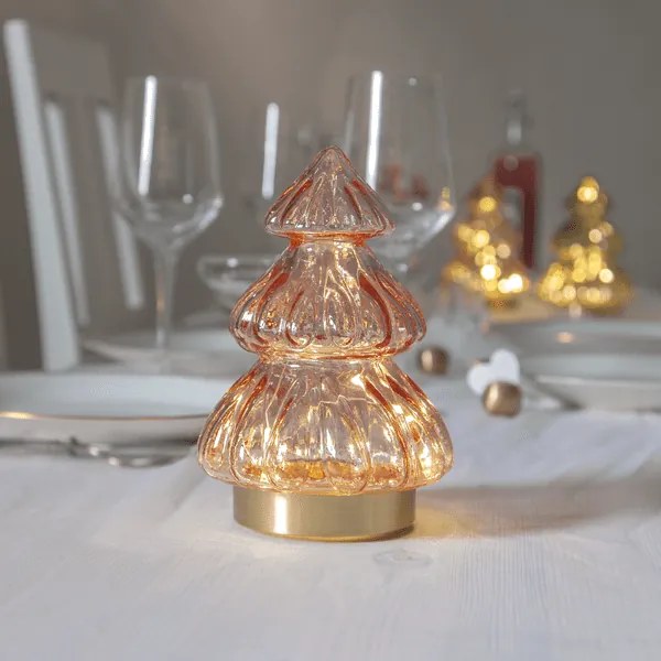 Dekoracyjna choinka LED z różowego szkła Abete