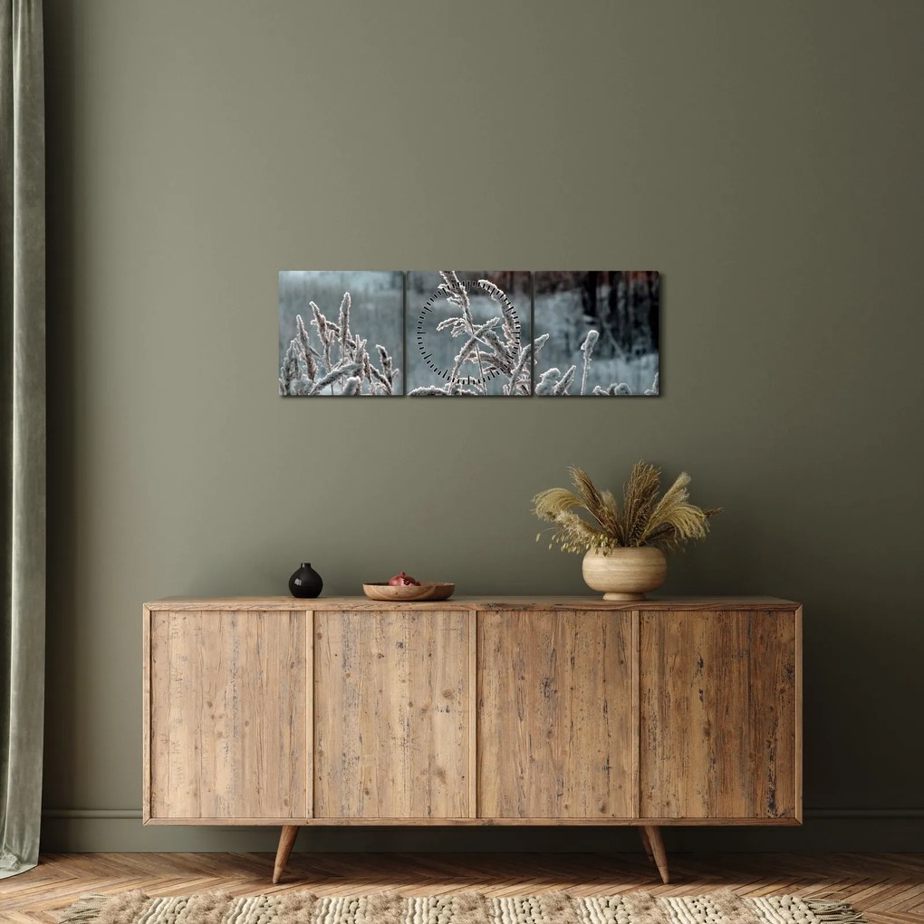 Obraz - Frozen Meadow (z zegarem) (90x30 cm)