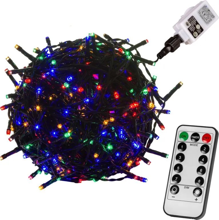 VOLTRONIC Świąteczny łańcuch 60 m, 600 LED, kolorowy, pilot