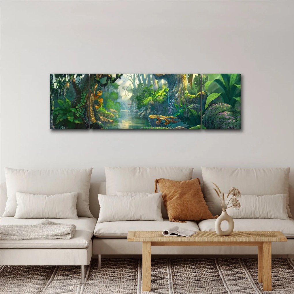Obraz - Ilustracja lasu tropikalnego (170x50 cm)