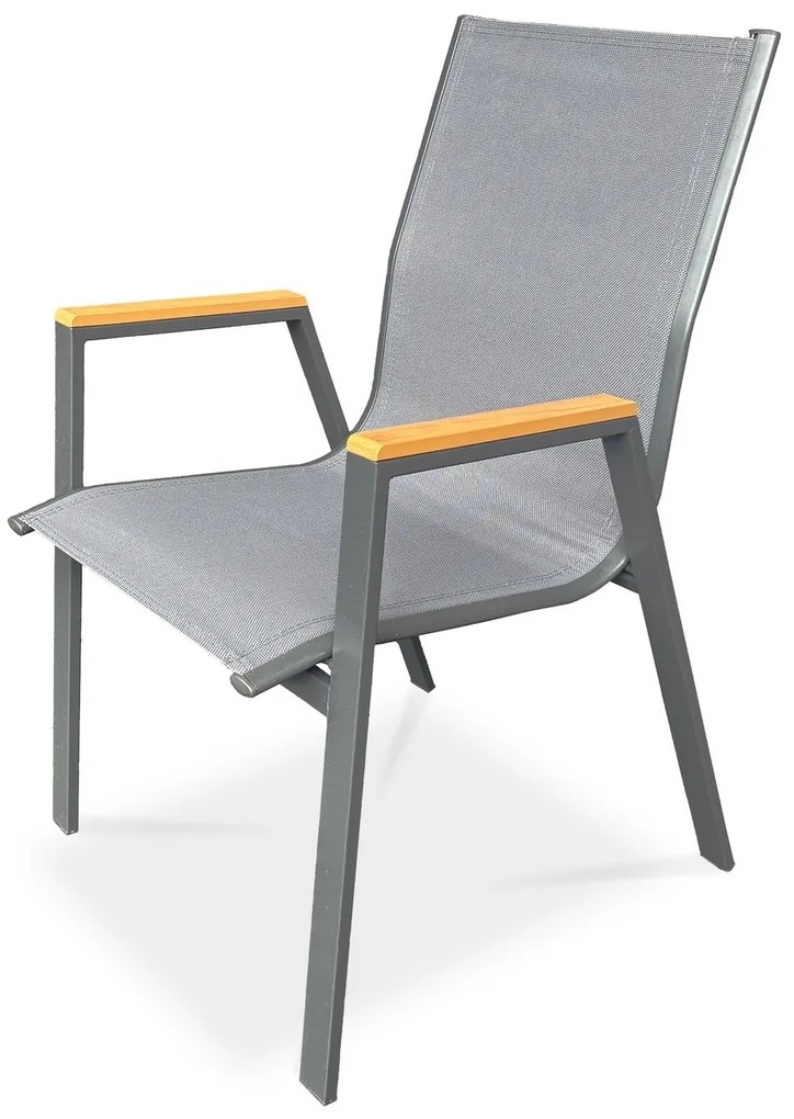 Krzesło ogrodowe Autronic, metalowe, tekstylne, szare, AZC-S1050 GREY