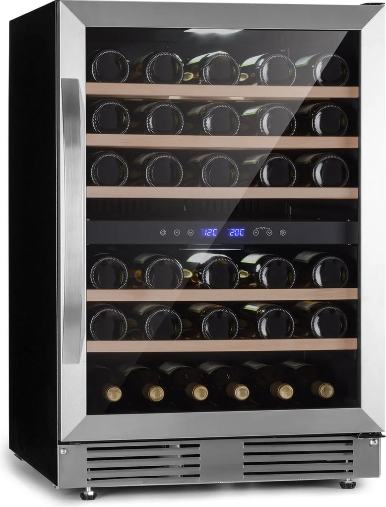 Klarstein Vinovilla 59.5cm 51 Butelek Winiarka Podblatowa Dwustrefowa Srebrny