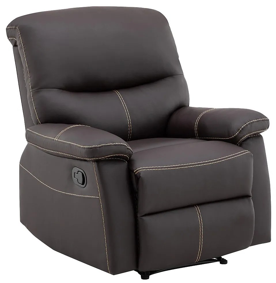 Fotel z funkcją relax z ekoskóry w kolorze brązowym CANBY