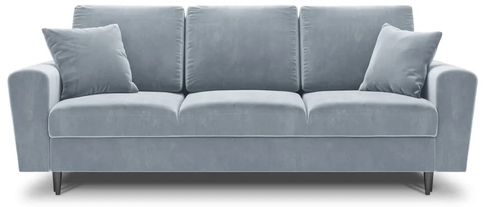 Jasnoniebieska aksamitna rozkładana/ze schowkiem sofa 235 cm Kyoto – Cosmopolitan Design