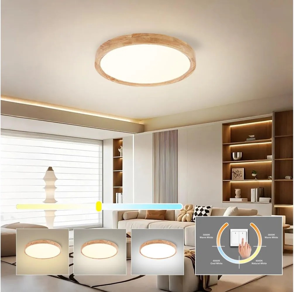 Brilagi - LED oprawa sufitowa WOODROUND LED/30W/230V 3000/4000/6000K śr. 40 cm