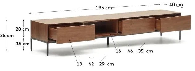 Szafka pod TV w dekorze orzecha 195x35 cm Vedrana – Kave Home