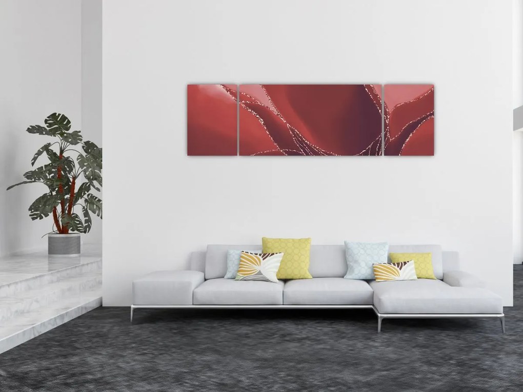 Obraz - Czerwony abstrakcyjny kwiat N⁰2 (170x50 cm)