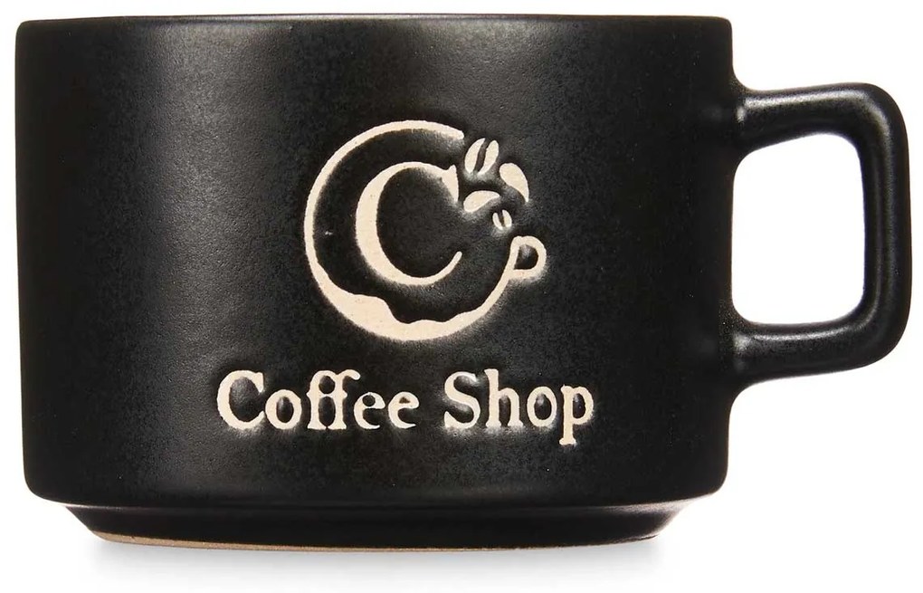 Zestaw 4 ceramicznych kubków na metalowym stojaku COFFEE SHOP, 180 ml