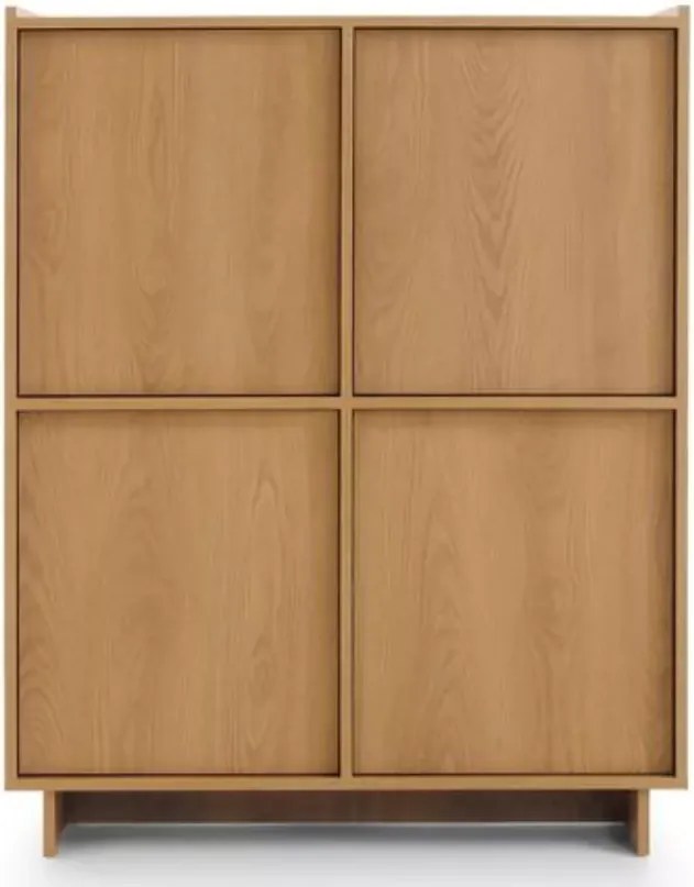 Komoda Vabres dąb karmel 98 cm 4 drzwi push to open nowoczesna laminowana stojąca skandynawska 16 mm ABS