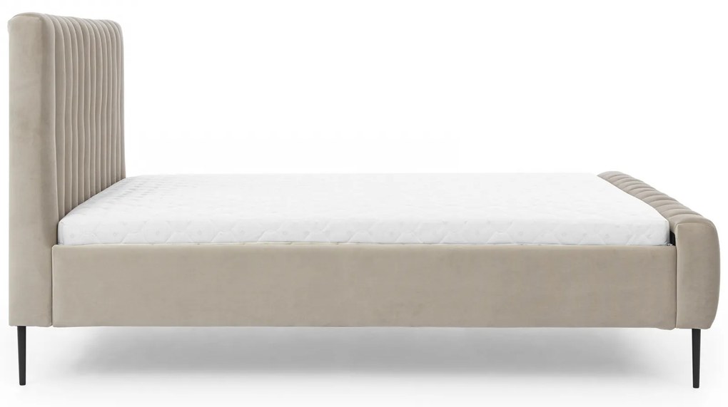 Łóżko tapicerowane Nicole 160x200 - beżowy welwet Velluto 2 / nogi czarne