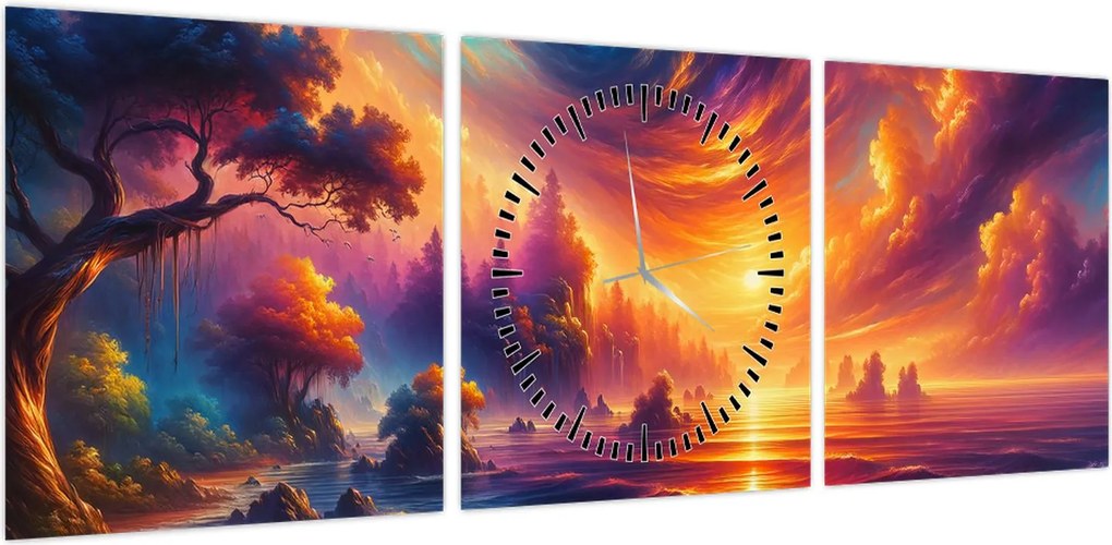 Obraz - Magiczny świat (z zegarem) (90x30 cm)