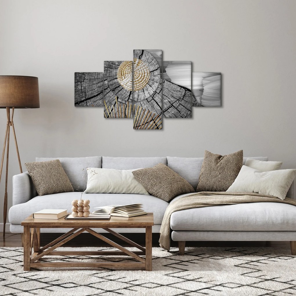 Obraz - Pień drzewa w kolażu (125x70 cm)