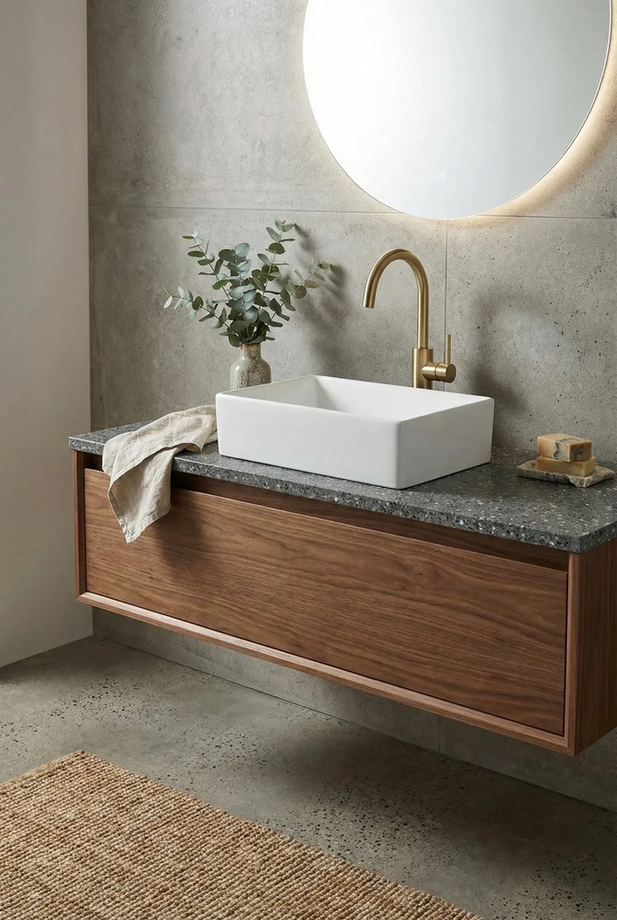 Biała prostokątna umywalka nablatowa B2-F00