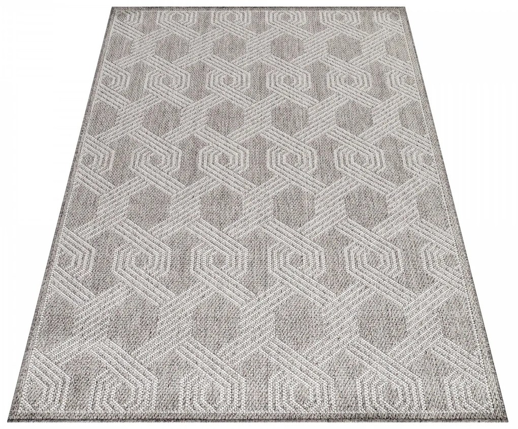 Dywan zewnętrzny Aruba Heksagon szary 240 cm x 340 cm