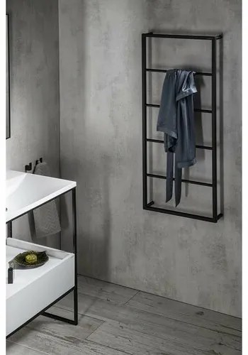 SAPHO Ska501 Ska ścienny wieszak na ręczniki 45 x115 x 10 cm, czarny matowy