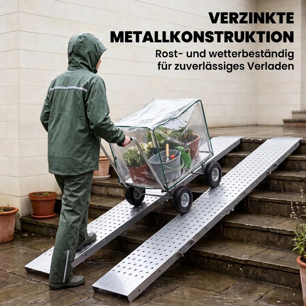 HOMCOM Zestaw 2 ramp składanych z metalu, rampa progowa z uchwytami do 400 kg, dla opon do 22,5 cm | Aosom PL