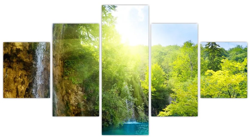 Obraz - wodospady w pralesie (125x70 cm)