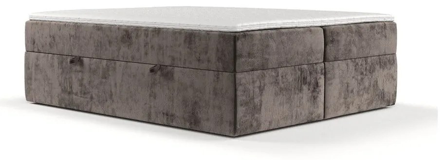 Brązowe łóżko boxspring ze schowkiem 140x200 cm Yoko – Maison de Rêve