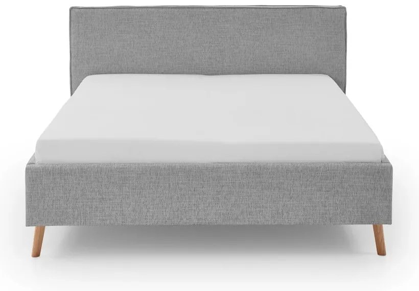 Jasnoszare tapicerowane łóżko dwuosobowe ze schowkiem i stelażem 180x200 cm Riva – Meise Möbel