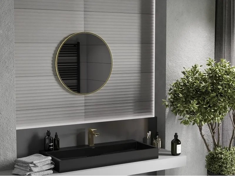 Mexen Loft lustro łazienkowe okragłe 60 cm, rama złota - 9850-060-060-000-50