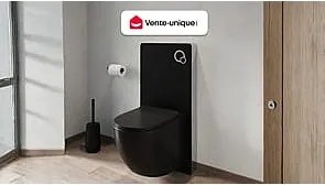 Zestaw toaleta podwieszana z dekoracyjnym stelażem - Czarny mat - JAVOINE