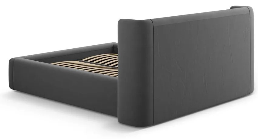 Szare tapicerowane łóżko dwuosobowe ze schowkiem ze stelażem 140x200 cm Jason – Windsor &amp; Co Sofas