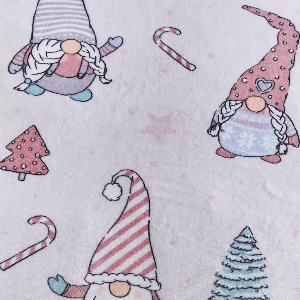 Jasnoróżowa pościel dwuosobowa z mikropluszu 200x200 cm Festive Gnomes – Catherine Lansfield