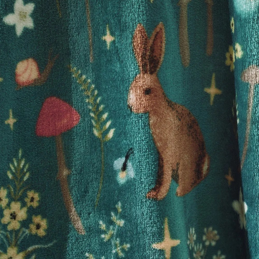 Zielony koc z mikropluszu 130x170 cm Enchanted Twilight Animals – Catherine Lansfield