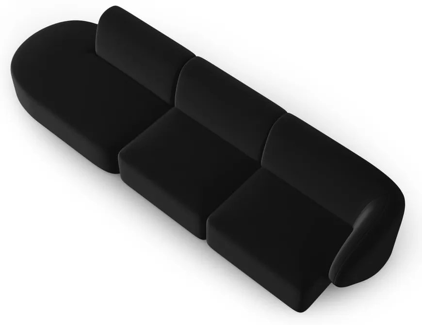 Czarna aksamitna sofa prawostronna 311 cm Paolo – Milo Casa