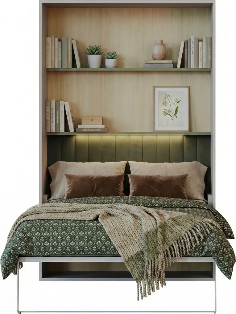 Półkotapczan pionowy z materacem 120x200 kaszmir + zielony A0-G62