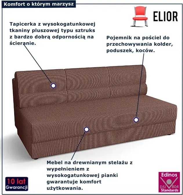 Rozkładana wersalka w kolorze łososiowym F1-Z87