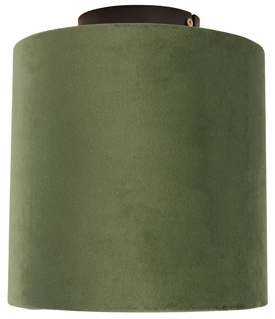 Lampa sufitowa z abażurem z weluru zielonym ze złotem 20 cm - Combi BlackWiejski/ Rustykalny / Vintage Oswietlenie wewnetrzne