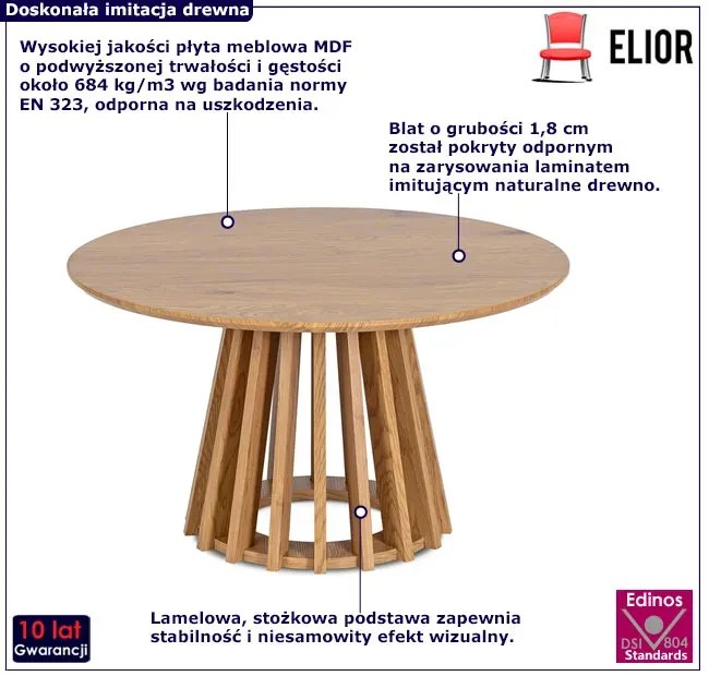 Lamelowy skandynawski stolik naturalny dąb P5-P10