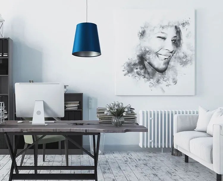 Granatowo-srebrna lampa wisząca stożek - S402 F9-S44