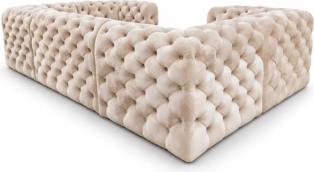 Narożnik Chesterfield Moet U z funkcją spania duży pikowany do salonu