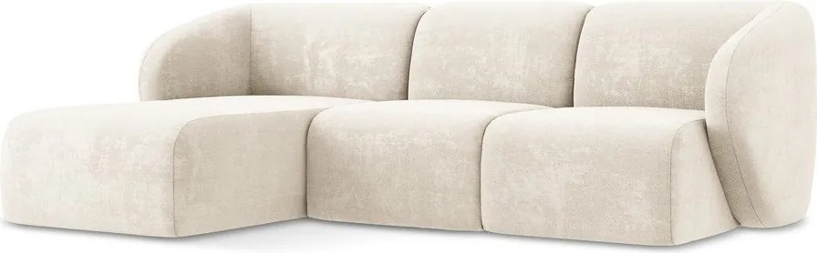 Beżowy narożnik z tkaniny szenilowej (lewostronny/z szezlongiem) Lani – Makamii