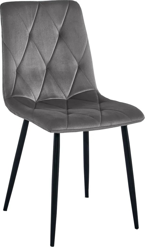 PROMOCJA Ciemnoszare aksamitne krzesło jadalniane LIBRA z czarnymi nogami II jakość