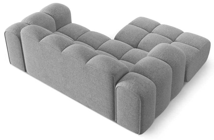 Jasnoszary narożnik z tkaniny szenilowej (lewostronny/z szezlongiem) Treno – Cosmopolitan Design