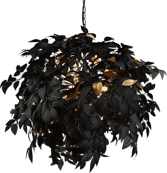 Czarna metalowa lampa wisząca z plastikowym kloszem ø 70 cm Leavy – Reality