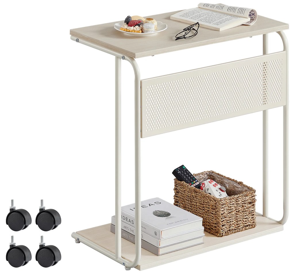 Stolik pomocniczy na kółkach MIREZO 55x33cm, beżowy
