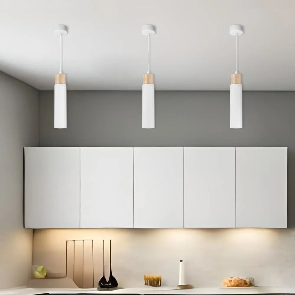 Biało-naturalna lampa wisząca z metalowym kloszem Claro – Candellux Lighting