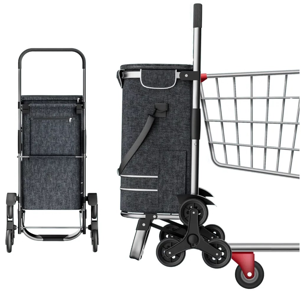 Torba na zakupy na kółkach do schodów COMFORT, 50l, czarna Jurhan