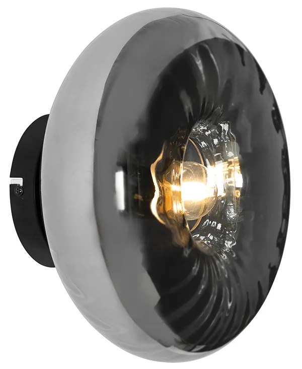 Lampa ścienna w stylu art deco czarna z przydymionym szkłem - Ayesha ArtDeco Oswietlenie wewnetrzne
