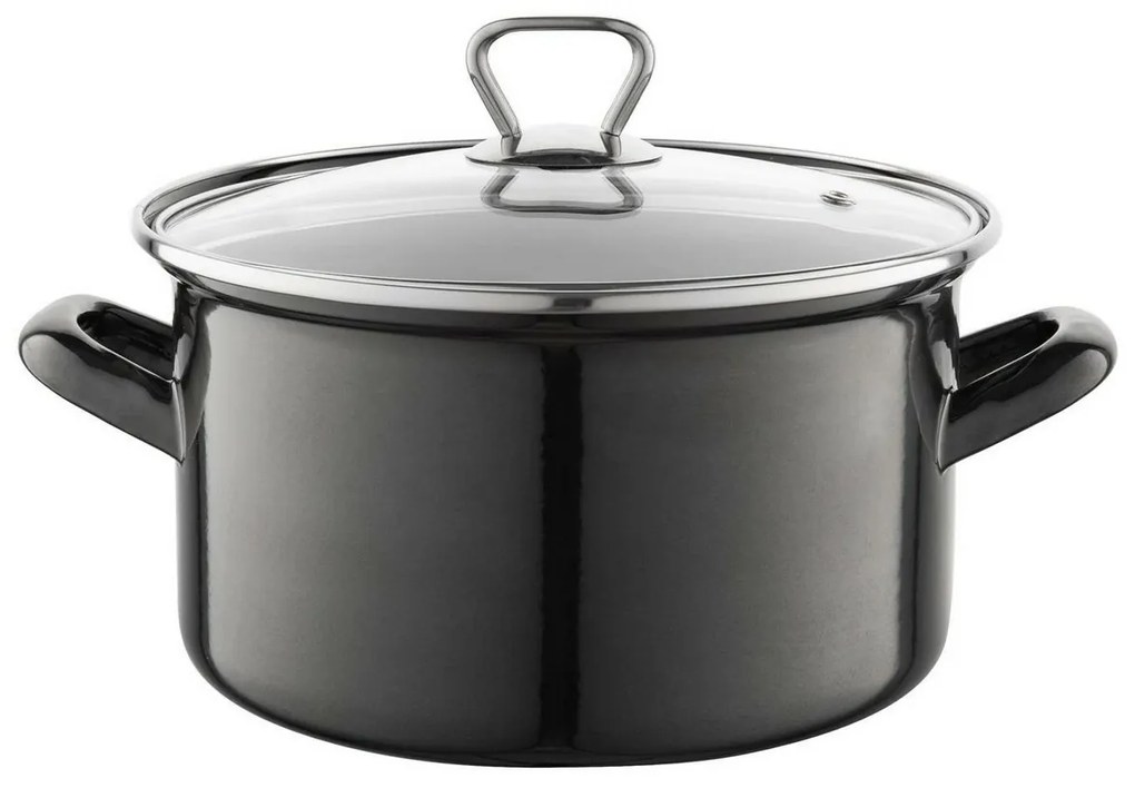 Garnek emaliowany z pokrywką 3,3 l, czarny