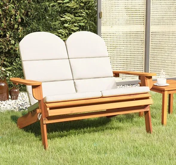 Drewniana ławka ogrodowa z oparciem kremowy E9-M29