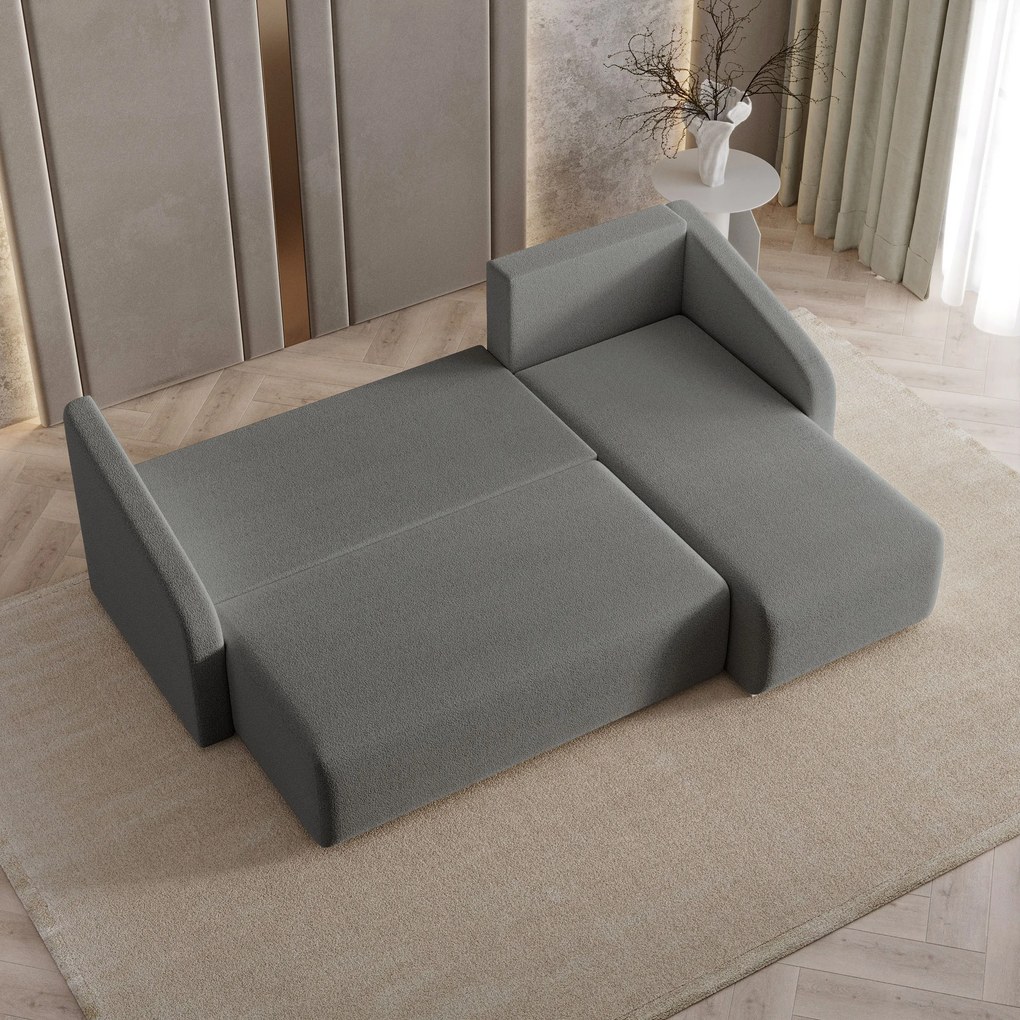 Masseno Narożnik MARELLO z funkcją spania i pojemnikiem na pościel Narozniki L, Rozkładana sofa - Szary, QUELLE 92