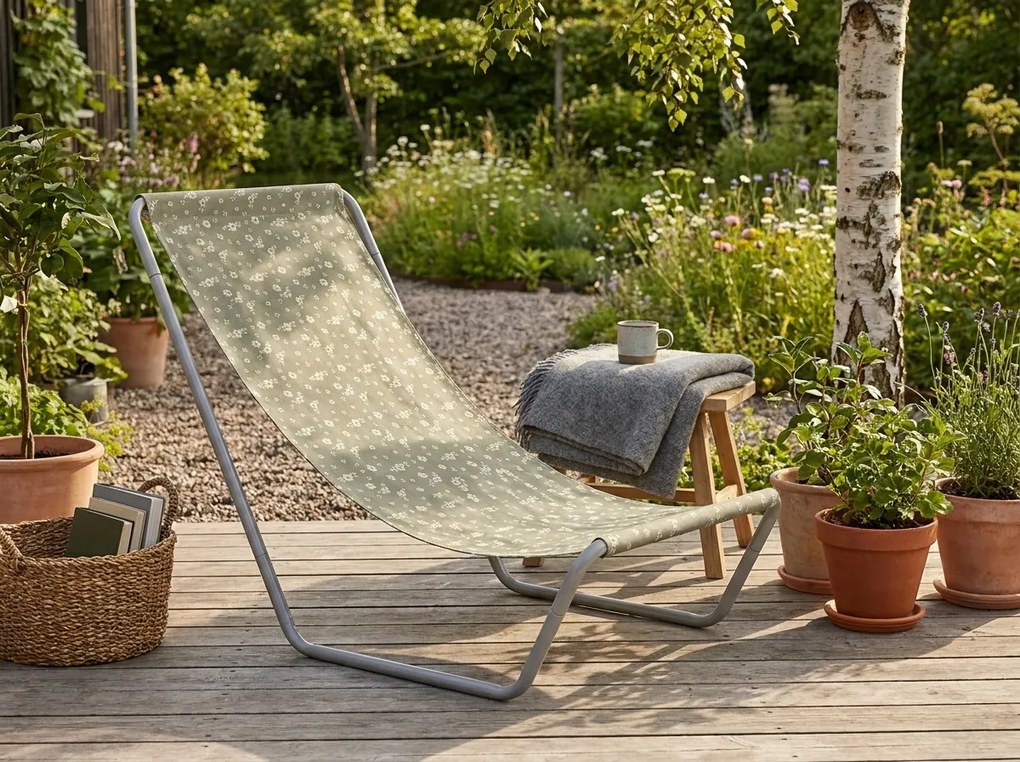 Składane leżak plażowy SAND FLOWERS, zielony