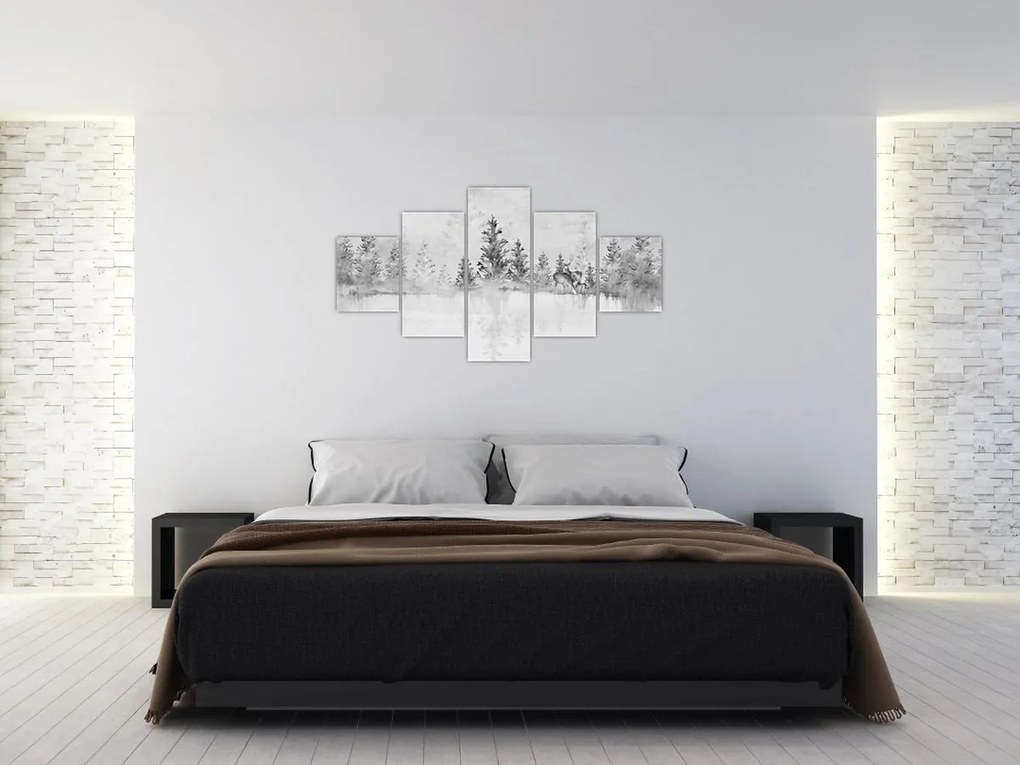 Obraz - Jeleń nad jeziorem (125x70 cm)