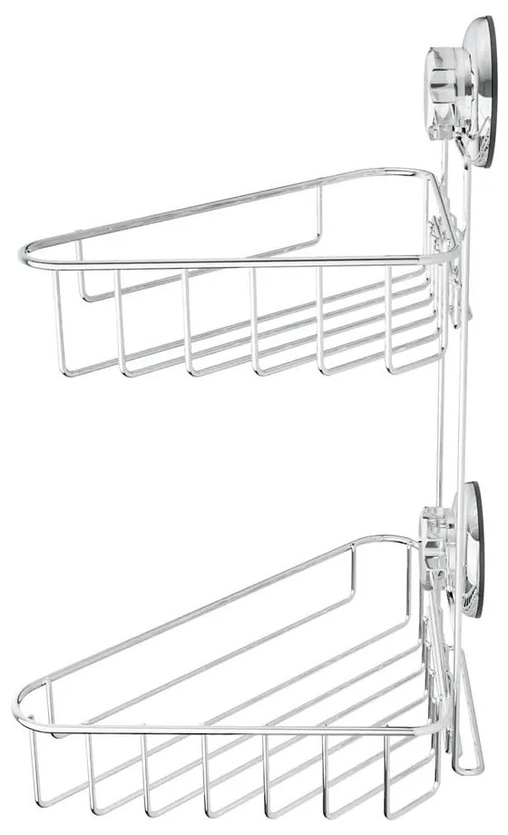 Narożna samoprzylepna metalowa półka łazienkowa w kolorze srebra Bestlock Bath – Compactor